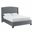 thumbnail image 1 of Roundhill Furniture Summit Contemporary Velvet Tufted Upholstered Bed, King, Gray, 1 of 11