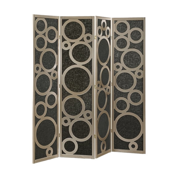 Roundhill Furniture 4-Panel Room Divider, Decorative Folding Freestanding Privacy Screen, Gold