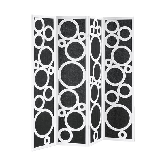 Roundhill Furniture 4-Panel Room Divider, Decorative Folding Freestanding Privacy Screen, White