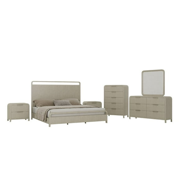 Roundhill Furniture Tavari 6-PC King Bedroom Set, Light Gray