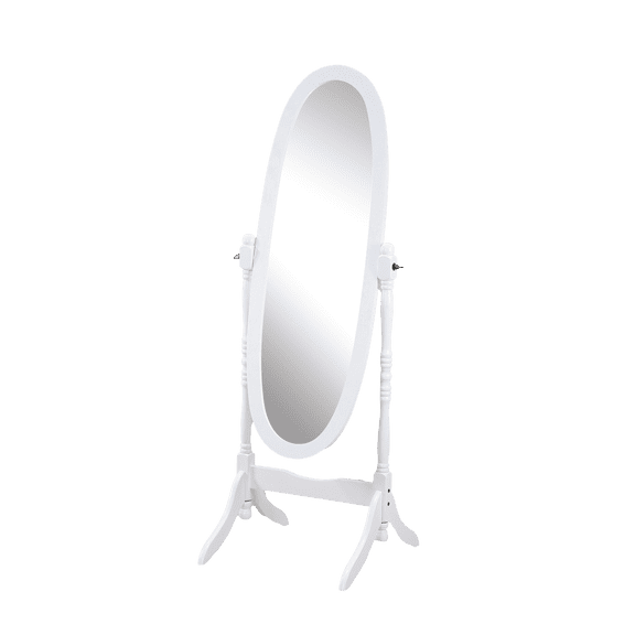 Roundhill Furniture Traditional Queen Anna Style Wood Floor Cheval Mirror, White Finish