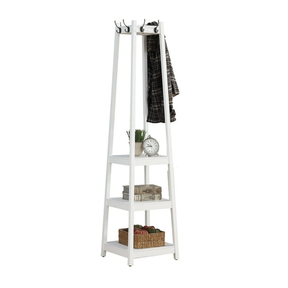 Roundhill Furniture Vassen 3-Tier Storage Shelve Coat Rack