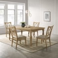 thumbnail image 1 of Roundhill Furniture Verta 5-PC Dining Set, Dining Table with 4 Cross Back Chairs, Light Oak Finish, 1 of 18