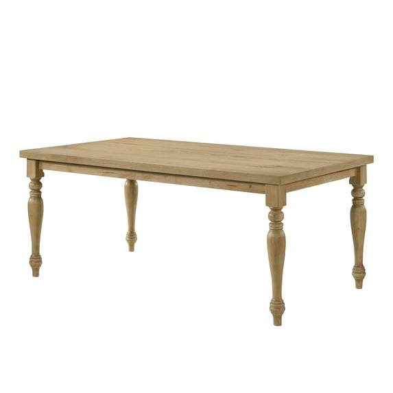 Roundhill Furniture Verta Solid Wood Leg Dining Table with Oak Veneer Top and Turned Legs