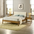 thumbnail image 1 of Roundhill Furniture Vichy 3-Piece Rubberwood Bedroom Set with Corduroy Upholstered Queen Bed and 2 Nightstands, 1 of 14