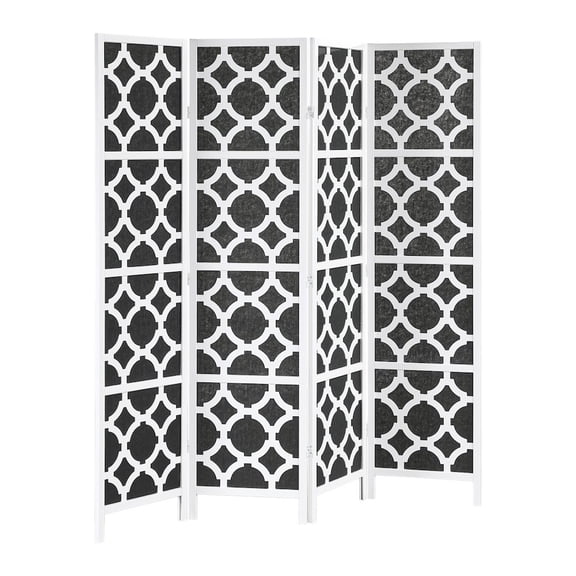 Roundhill Furniture 4-Panel Room Divider, Decorative Folding Freestanding Privacy Screen, White