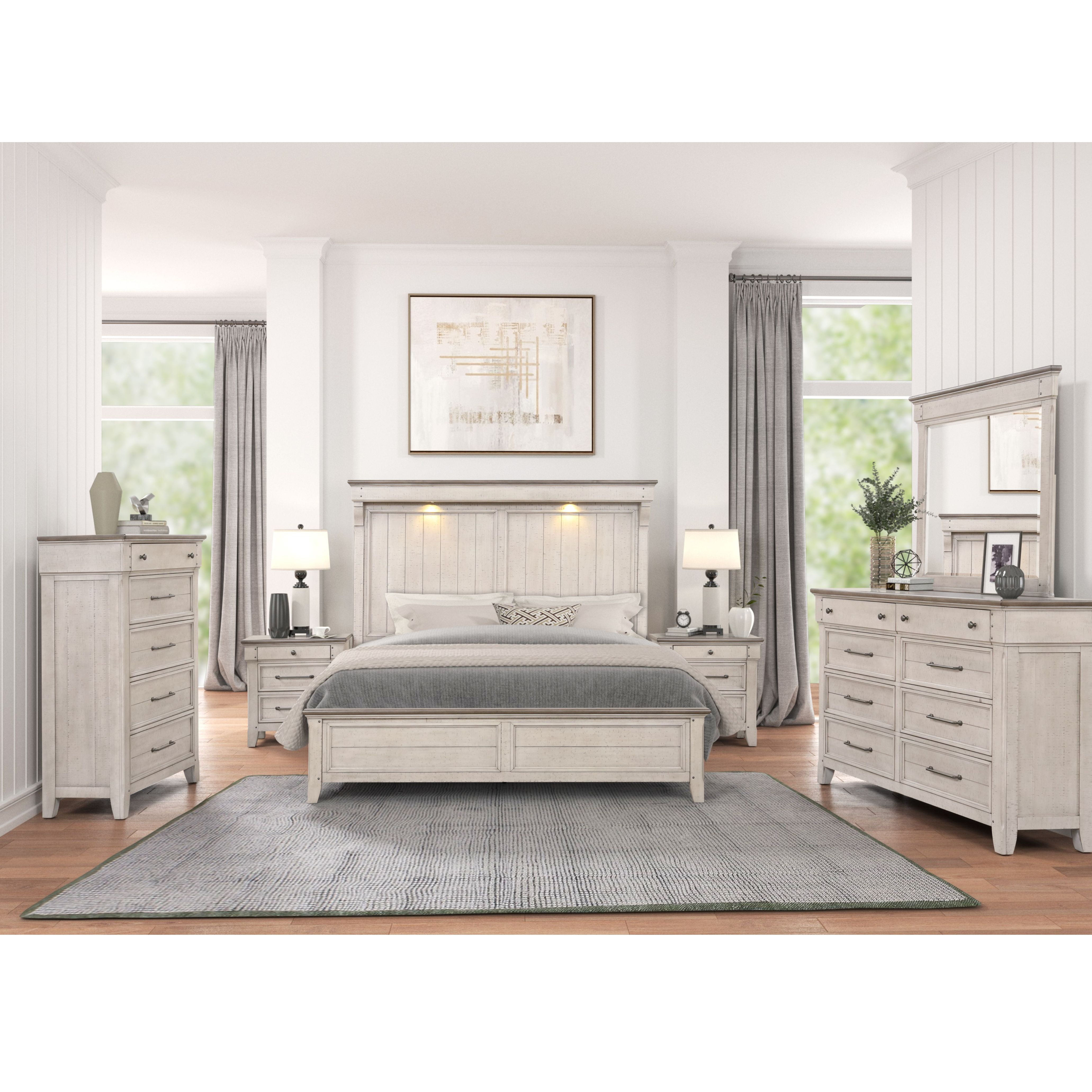 Roundhill Furniture Walcott 6-Piece Bedroom Set with Touch