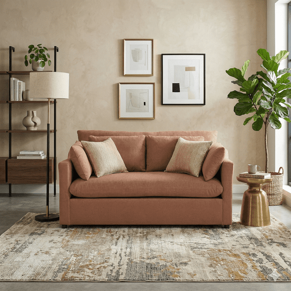 Roundhill Furniture Wilson Contemporary Upholstered Loveseat, Sunset Rust