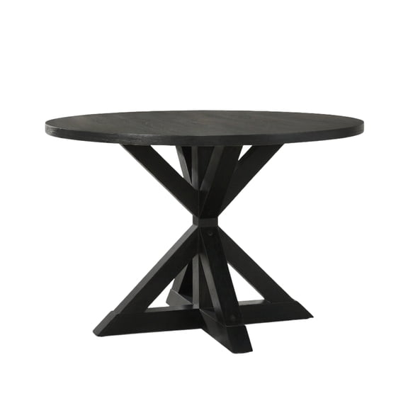 Roundhill Furniture Windvale Cross-Buck Base Dining Table, Black