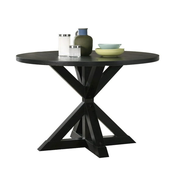Roundhill Furniture Windvale Cross-Buck Base Dining Table, Black