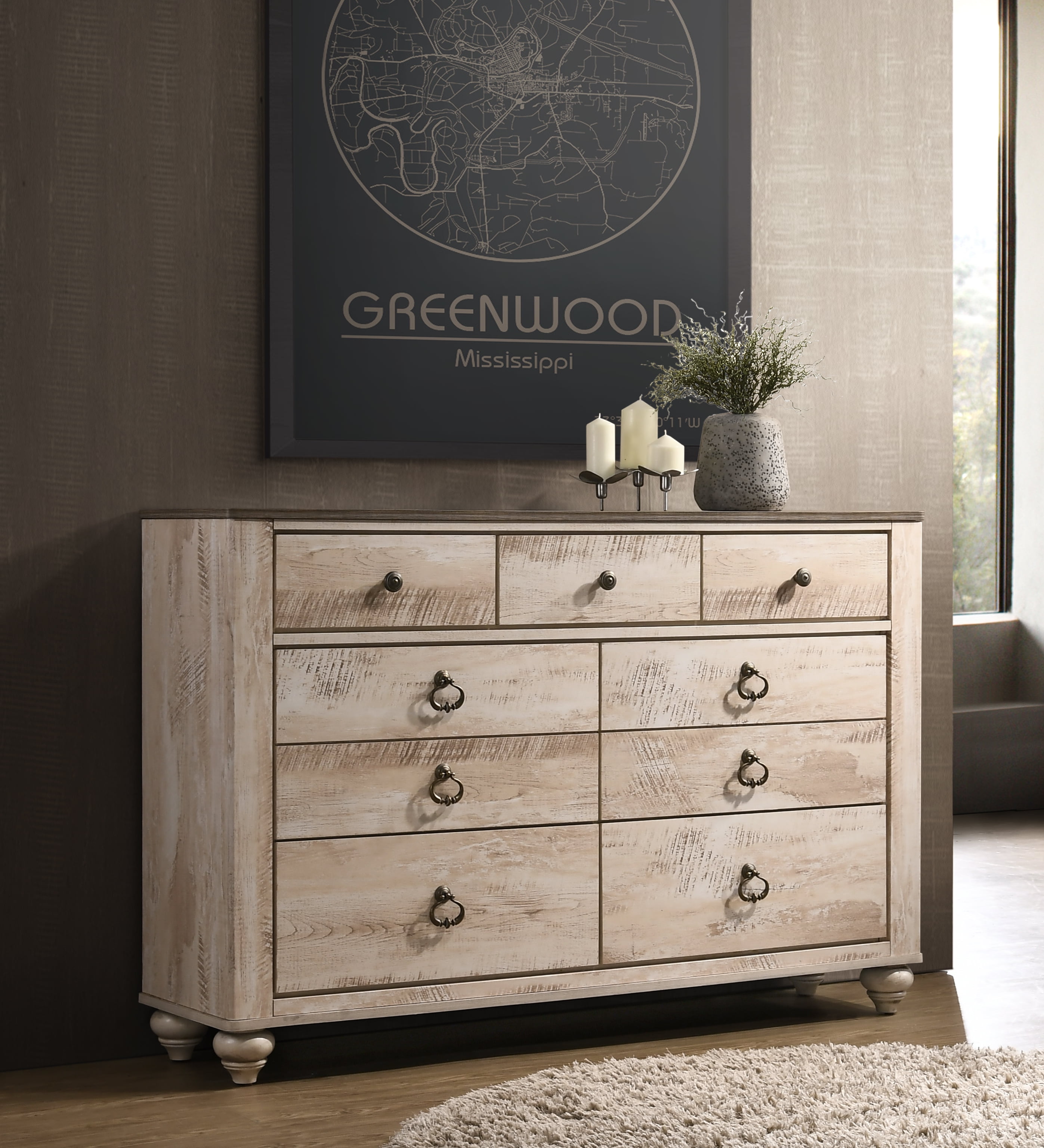 Washed 2024 white dresser