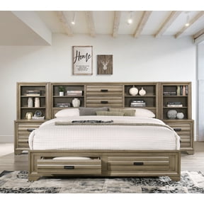 Roundhill Loiret Light Grey Finish Wood Storage Platform WallBed, King