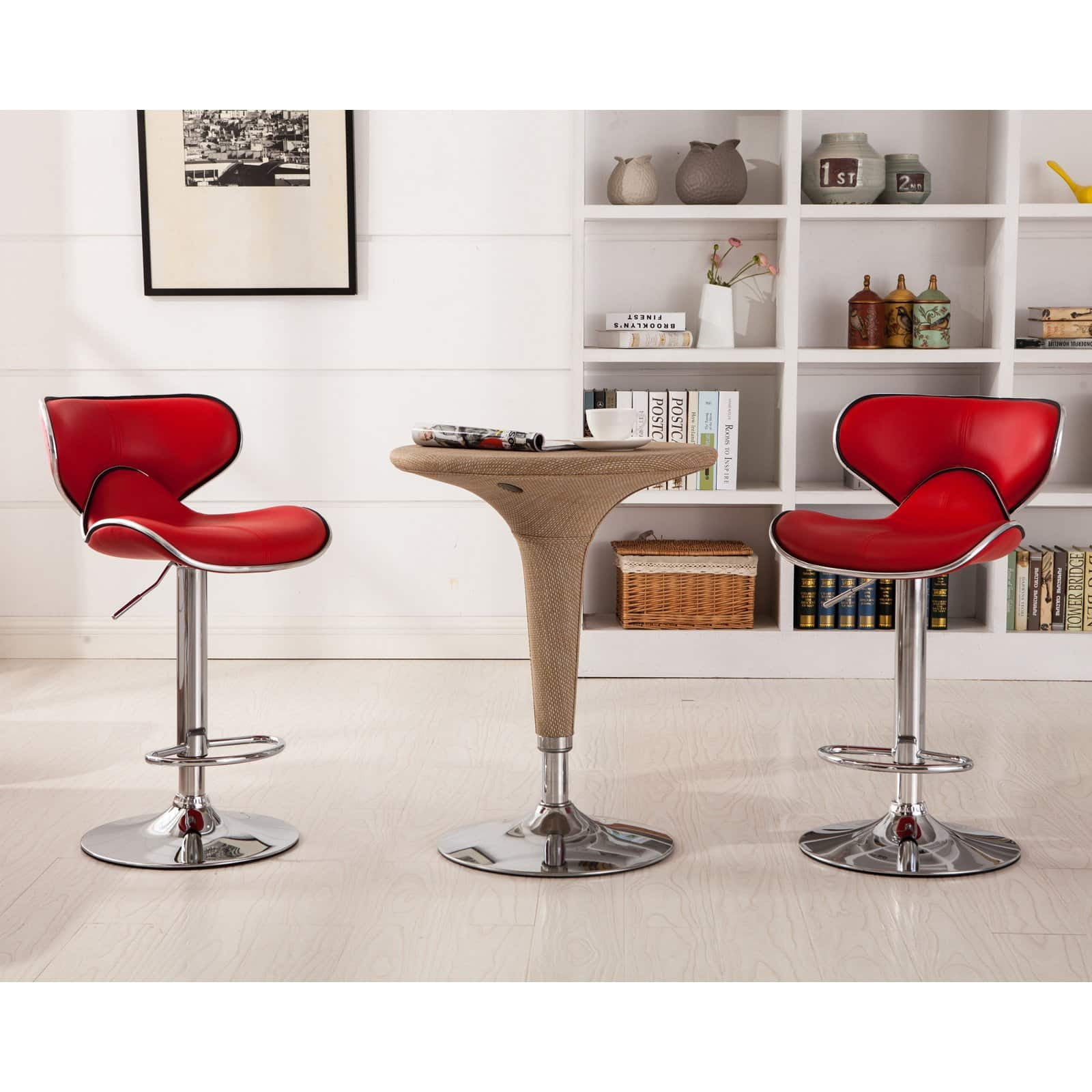 Red swivel bar stools with backs deals