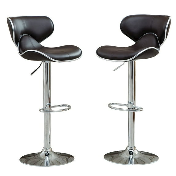 Roundhill Masaccio Cushioned Leatherette Upholstery Airlift Adjustable Swivel Barstool with Chrome Base, Set of 2, Multiple Colors Available