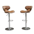thumbnail interactive-video image 1 of Roundhill Masaccio Cushioned Leatherette Upholstery Airlift Adjustable Swivel Barstool with Chrome Base, Set of 2, Multiple Colors Available, 1 of 8