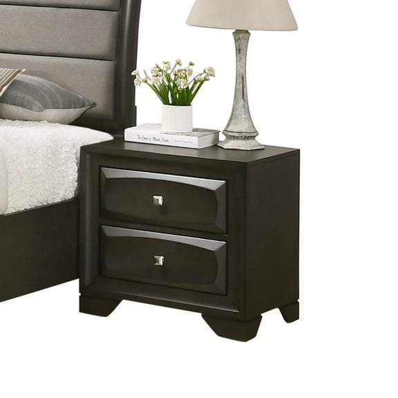 Roundhill Oakland Antique Gray Finish Wood 2 Drawers Nightstand (Component)