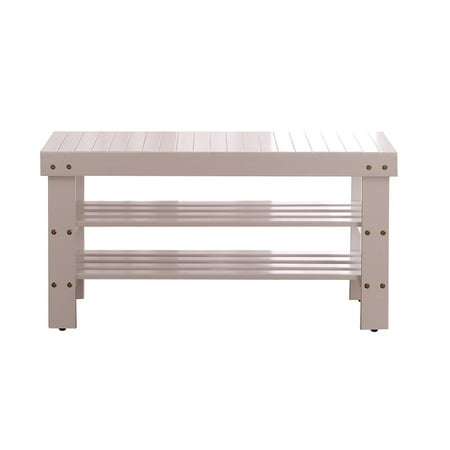 Roundhill Pina Solid Wood Storage Shoe Bench, Multiple Colors price history and forecast - Roundhill Furniture 3428WH