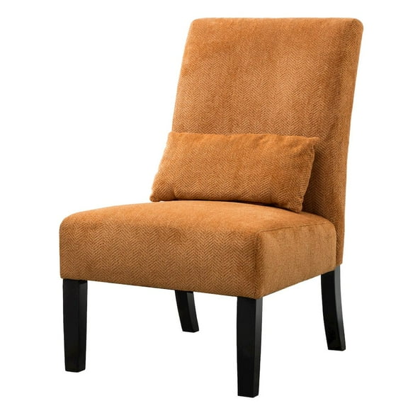 Roundhill Pisano Fabric Armless Contemporary Accent Chair with Kidney Pillow, Multiple Colors Available