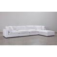 thumbnail image 1 of Roundhill Rivas Contemporary Feather Fill 5-Piece Sectional Sofa with Ottoman, Fabric, White, 1 of 9