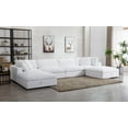thumbnail image 1 of Roundhill Rivas Contemporary Feather Fill 6-Piece Sectional Sofa with Ottomans, Fabric, White, 1 of 11