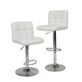 thumbnail image 1 of Roundhill Swivel White Leather Adjustable Hydraulic Bar Stool(Set of 2), 1 of 10