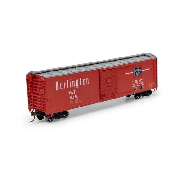 Roundhouse HO 50' PS-1 Single Sliding Door Box CB&Q #22866 RND15095 HO Rolling Stock