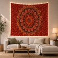 thumbnail image 1 of Roundie Mandala on Deep Crimson Background, Nostalgic Boho for Boho Decor Lovers, Decorative Wall Art, Housewarming Gift Tapestry Wall Hanging for Bedroom and Living Room, 1 of 6