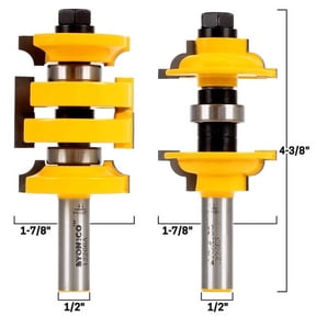 Roundover Bead 2 Bit Entry Door Rail and Stile Router Bit Set - 1/2" Shank - Yonico 12266