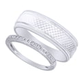thumbnail image 1 of AFFY Rounds Cut White Natural Diamond His And Hers Wedding Band Set in 14K White Gold (0.13 Cttw), 1 of 2
