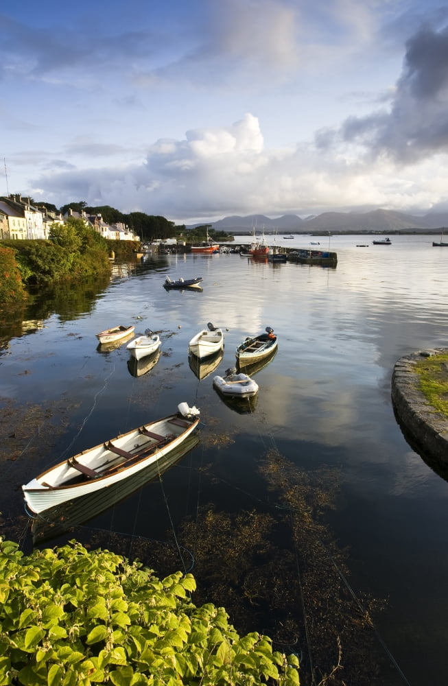 Roundstone Co Galway Ireland Fishing Boats In Roundstone Harbour With The Twelve Bens In The Distance Canvas Art - Peter McCabe Design Pics (22 x 34)