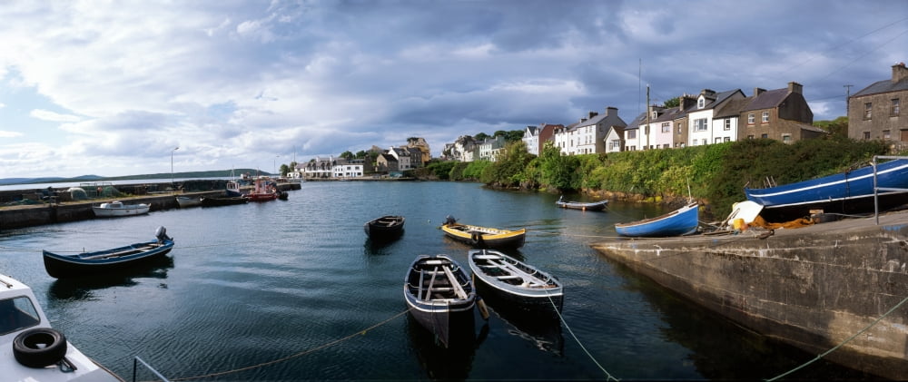 Roundstone Connemara Co Galway Ireland Boats Near The Shore Canvas Art - The Irish Image Collection Design Pics (33 x 14)