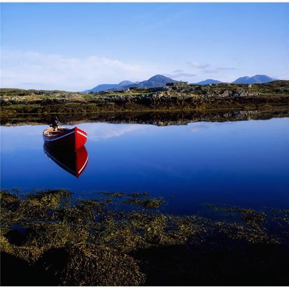 Roundstone Connemara County Galway Ireland - Rowboat On Lake Poster Print by The Irish Image Collection - 15 x 15