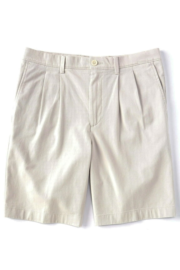 Men's Big & Tall 9" & 11" Inseam Pleated Soft Stretch Washed Cotton Twill Shorts (Stone 201, 50 x 9 Big)