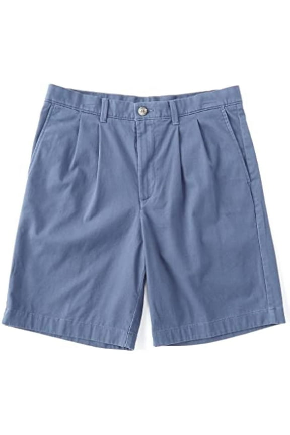 Men's Big & Tall 9" & 11" Inseam Pleated Soft Stretch Washed Cotton Twill Shorts (Vintage Indigo 201, 44 x 9 Big)