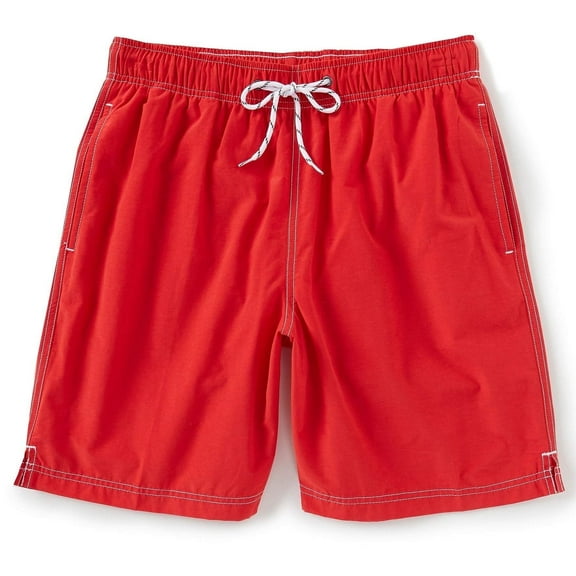 Roundtree & Yorke Men's Big & Tall Quick Dry Swim Trunks with Mesh Lining (Bright Red, 3X-Large Tall, 3XT)