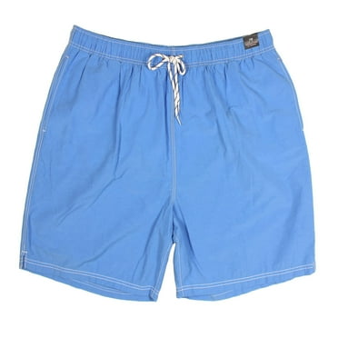 Roundtree & Yorke Men's Big & Tall Quick Dry Swim Trunks with Mesh Lining (Pool Blue, 2X-Large Tall, 2XT)