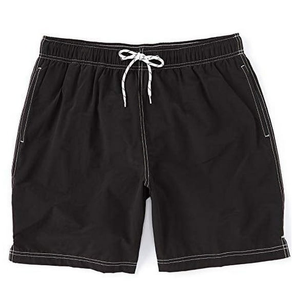 Roundtree & Yorke Men's Big & Tall Solid Color Swim Trunks (Black, 4X-Large Big, 4XB)