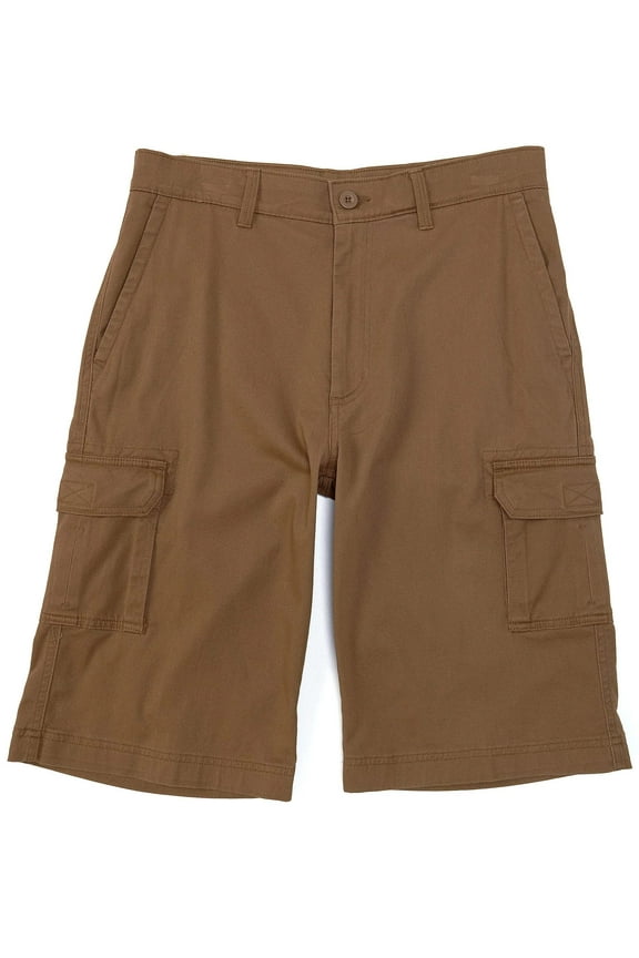 Men's Big and Tall Cargo Shorts 11" Inseam Soft Stretch Washed Cotton Twill (Brownstone 326, 44 x 11 Tall)