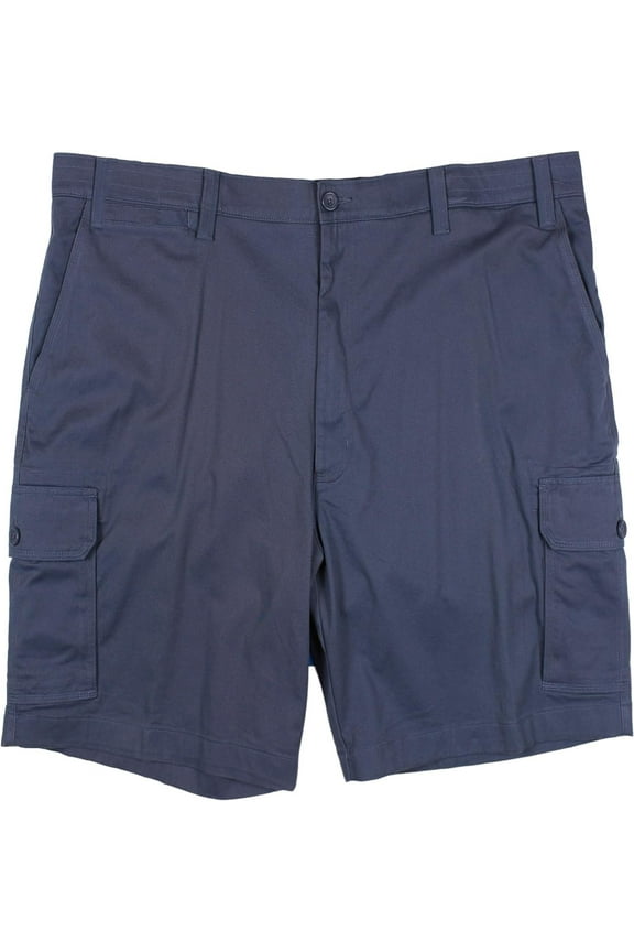 Men's Big and Tall Cargo Shorts 9" and 11" Inseam Soft Stretch Cotton Twill (Vintage Indigo 326 Button, 44 x 9 Big)