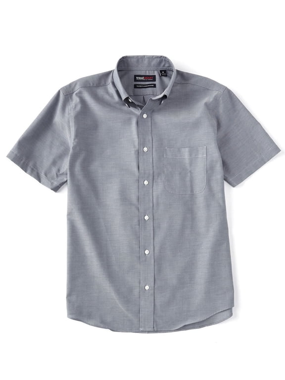 TravelSMART Men's Short Sleeve Button-Down Shirt Non-Iron Regular Sizes (Small, Blue 550)