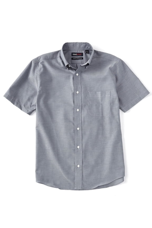 TravelSMART Men's Short Sleeve Button-Down Shirt Non-Iron Regular Sizes (Small, Blue 550)