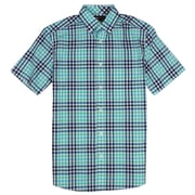Roundtree & Yorke TravelSMART Mens Short Sleeve Button-Down Shirt Non-Iron Regular Sizes Small, Green Turquoise 511