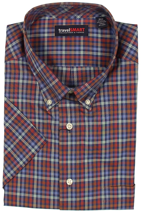 TravelSMART Men's Short Sleeve Button-Down Shirt Non-Iron Regular Sizes (Small, Rich Blue 540)