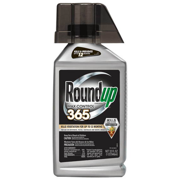 Roundup Concentrate Max Control 365 Weed & Grass Killer, 32 oz., Visible Results in 12 Hours