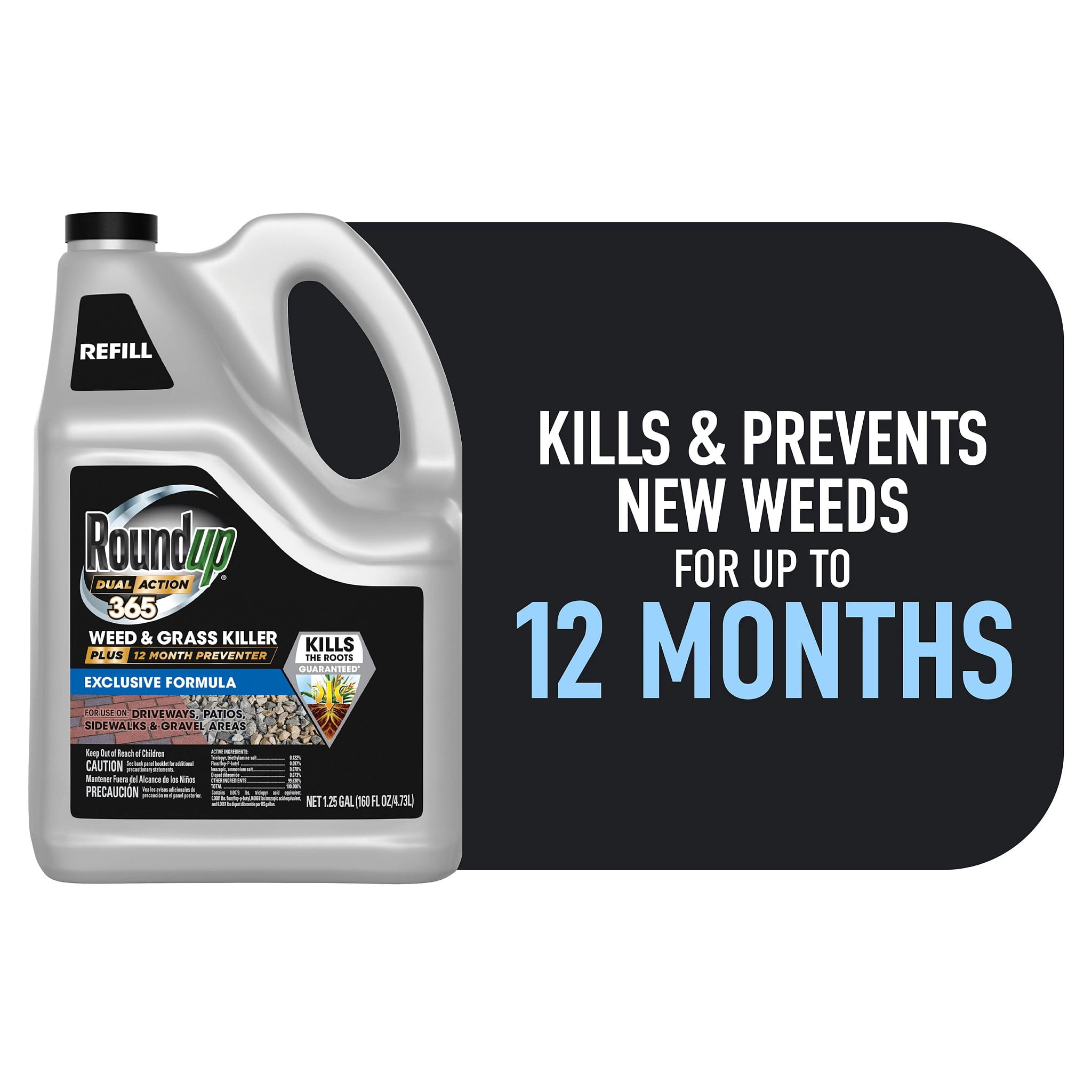 Roundup Dual Action 365 Weed & Grass Killer Plus 12 Month Preventer Refill, 1.25 gal.