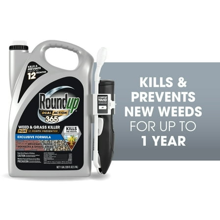 Roundup Dual Action 365 Weed & Grass Killer Plus 12 Month Preventer with Comfort Wand, 1 gal.