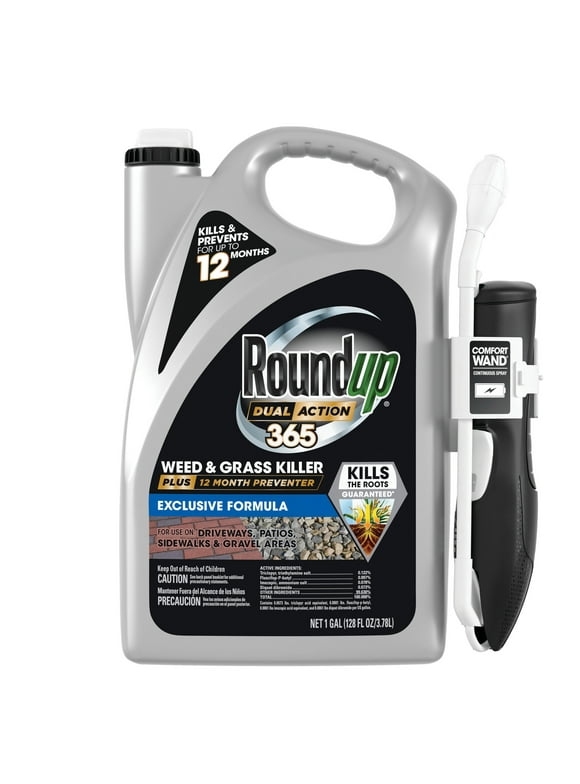 Roundup Dual Action 365 Weed & Grass Killer Plus 12 Month Preventer with Comfort Wand, 1 gal.