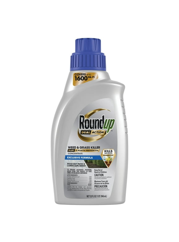 Roundup Dual Action Weed & Grass Killer Plus 4 Month Preventer, 32 oz.