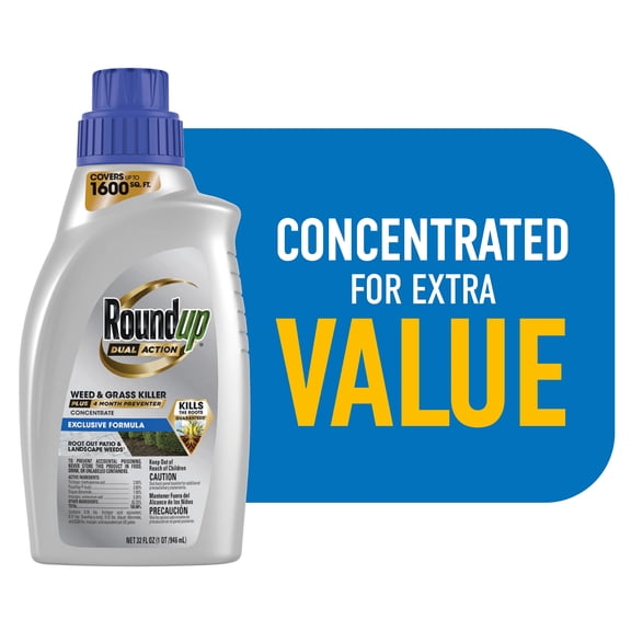 Roundup Dual Action Weed & Grass Killer Plus 4 Month Preventer, 32 fl. oz.