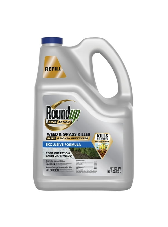 Roundup Dual Action Weed & Grass Killer Plus 4 Month Preventer Refill, 1.25 gal